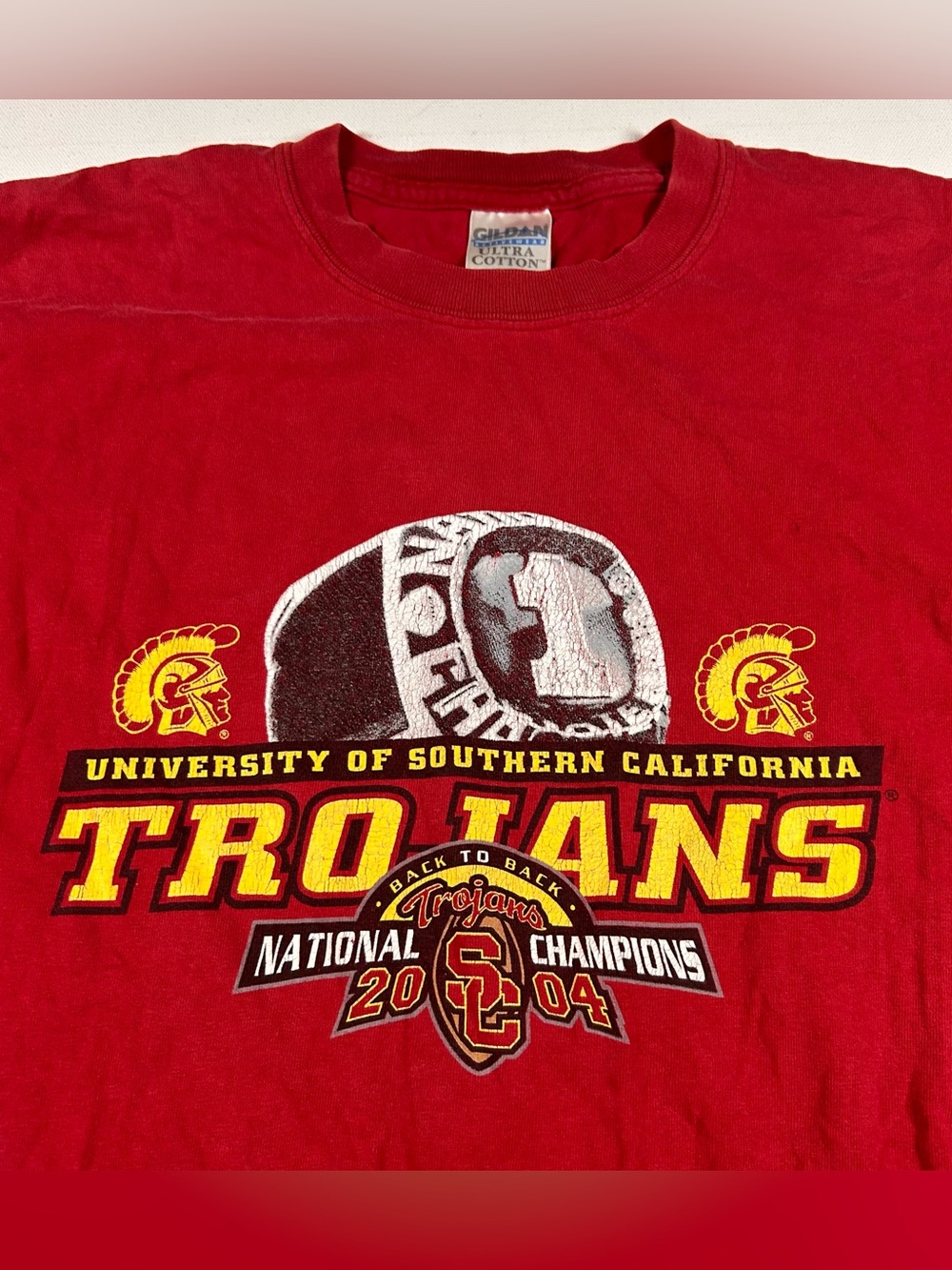 Vintage USC Trojans Undefeated 13-0 National Champions 2004 T-Shirt Men Medium